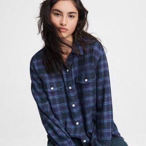 Rag & Bone - May Plaid Viscose Shirt Classic Fit Long Sleeve Top